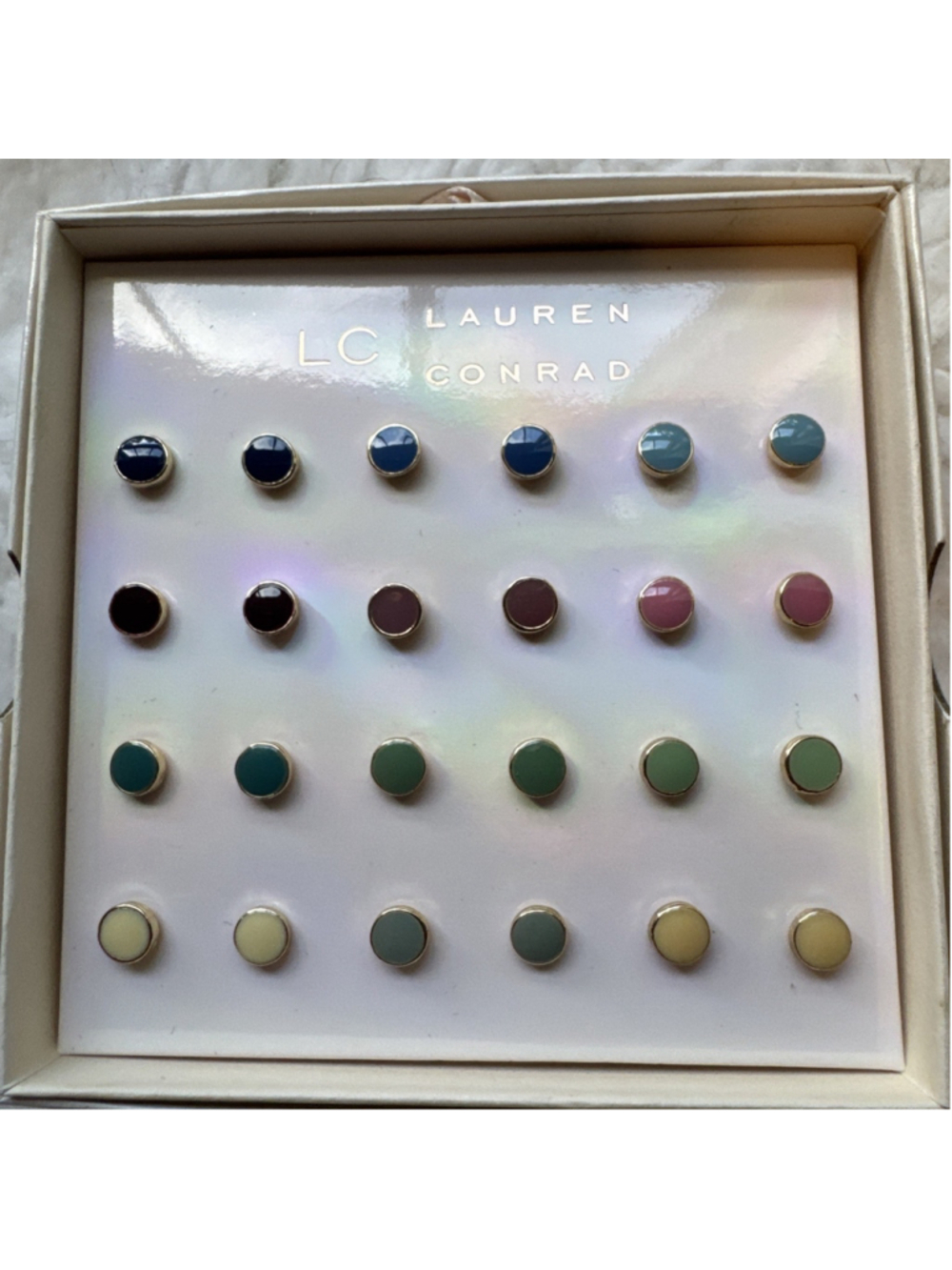 LC Lauren Conrad Gift Set 12 Pairs Multicolor Enamel Stud Earrings NEW